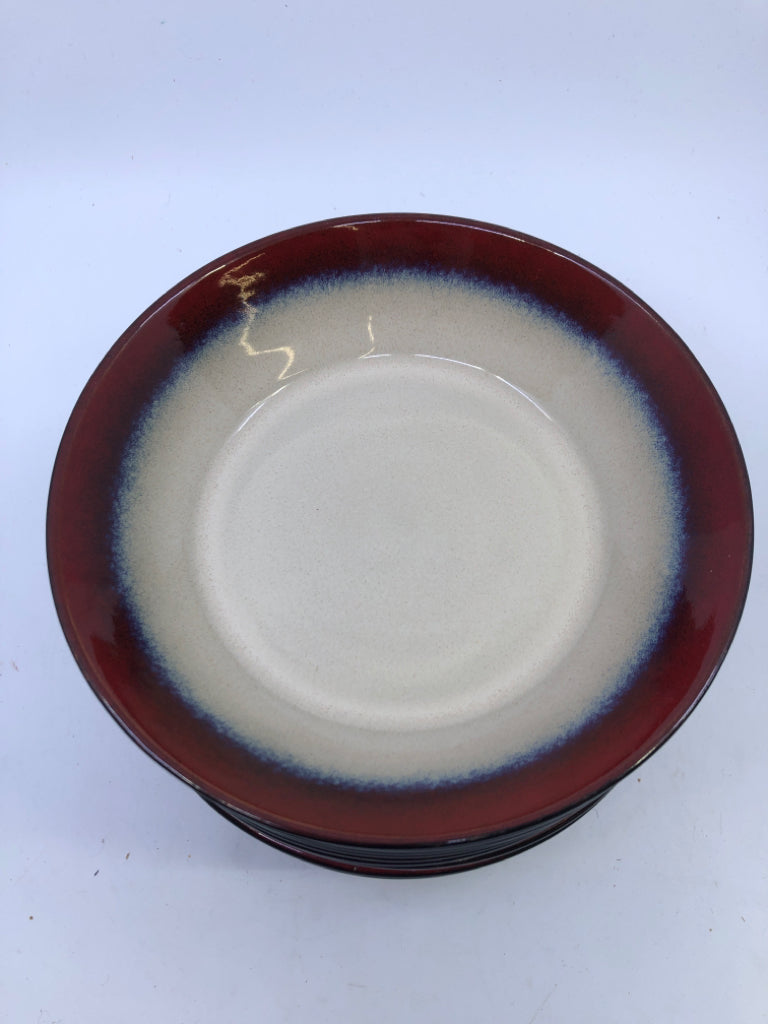 10 RED AND CREAM PFALTZGRAFF SHALLOW BOWLS.