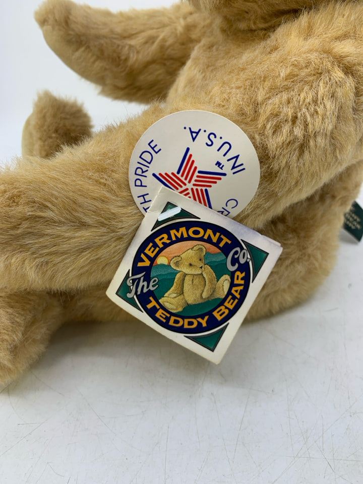 LIGHT BROWN VERMONT TEDDY BEAR W/ TAGS.