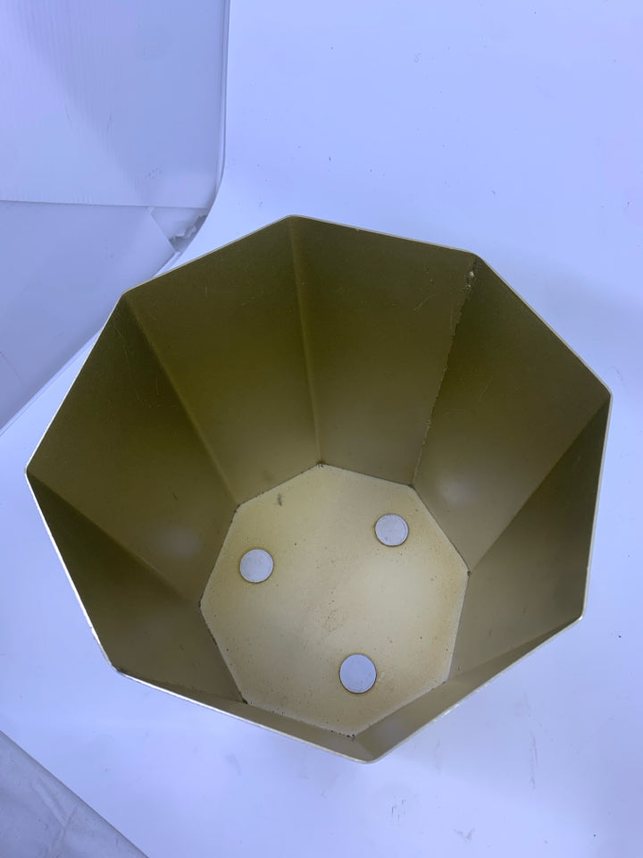 GOLD METAL TRASH BIN.