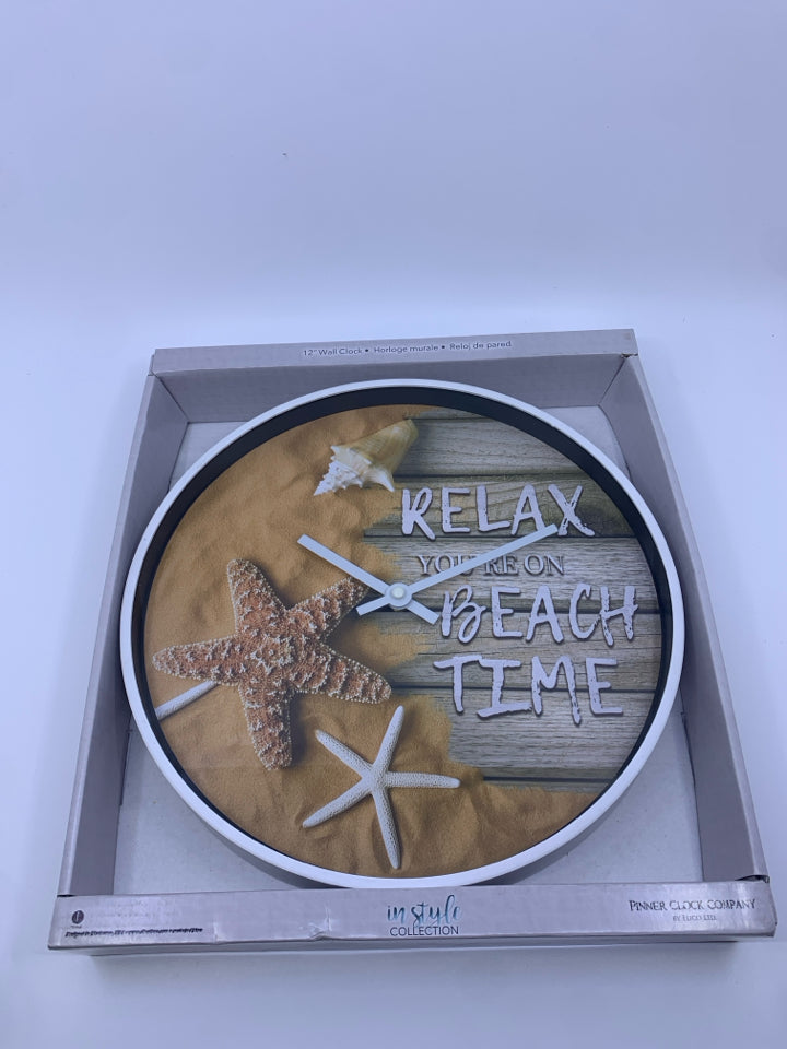 "RELAX YOURE ON BEACH TIME" CLOCK.