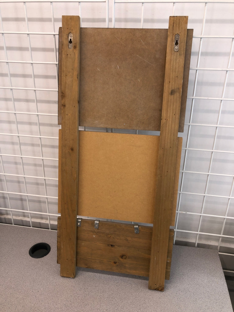 CHALK/CORK BOARD W/ HOOKS.