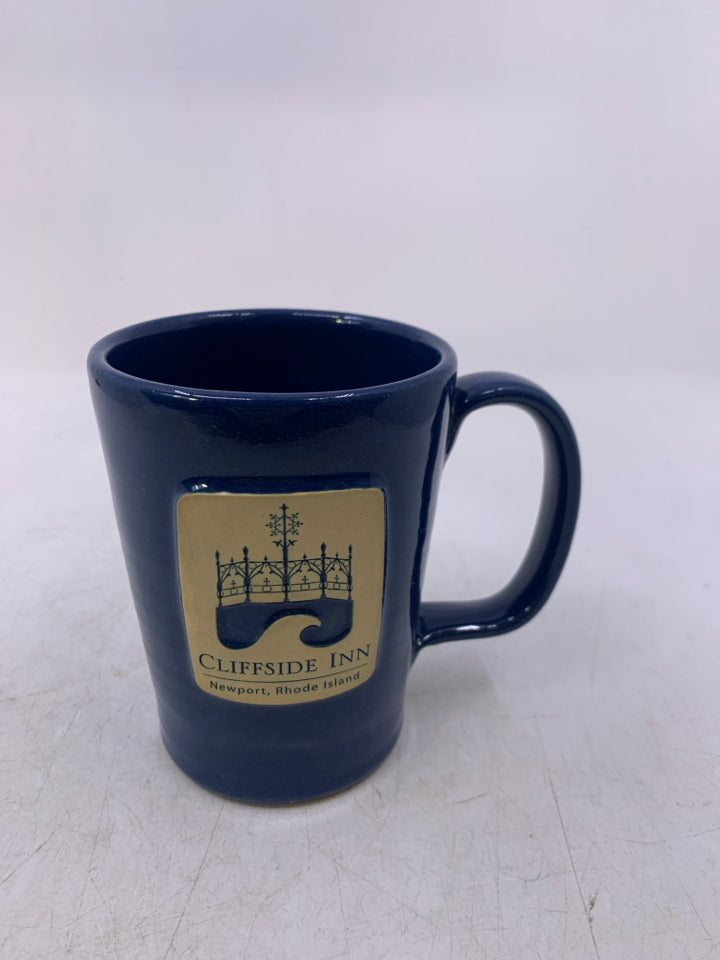 CLIFSIDE INN BLUE POTTERY MUG.