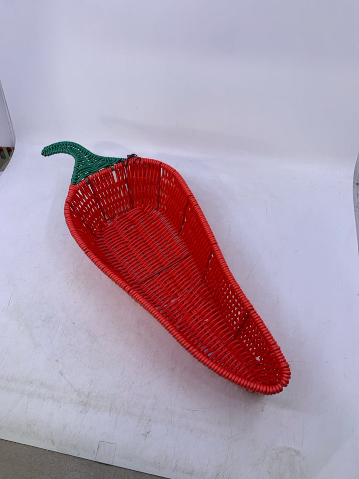 PLASTIC RED CHILE PEPPER BASKET.