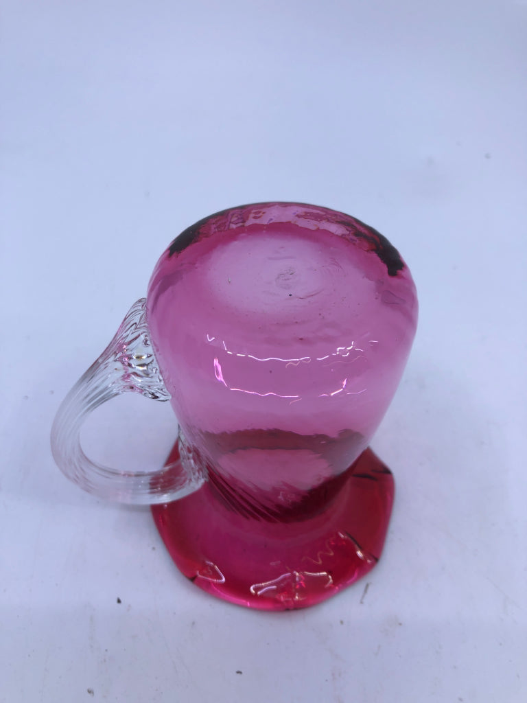 PINK BLOWN GLASS FLOWER BUD VASE.