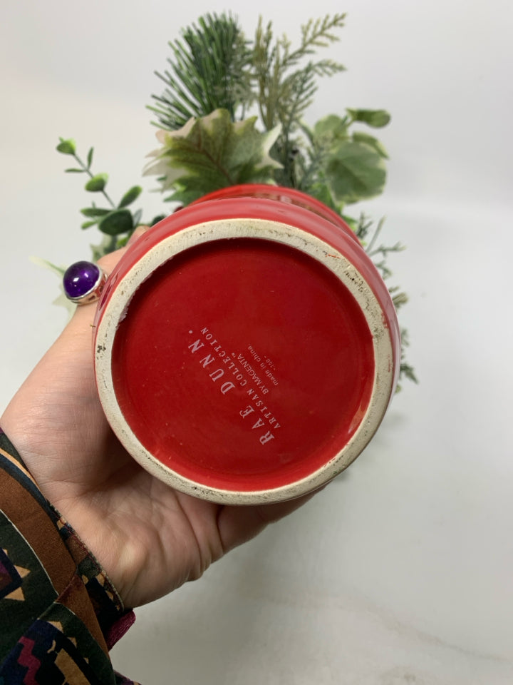 RAE DUNN RED JOY PLANTER W/ WINTER BOUQUET.