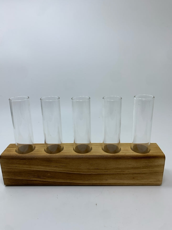 6PC PROPAGATION STATION W/WOODEN BASE.