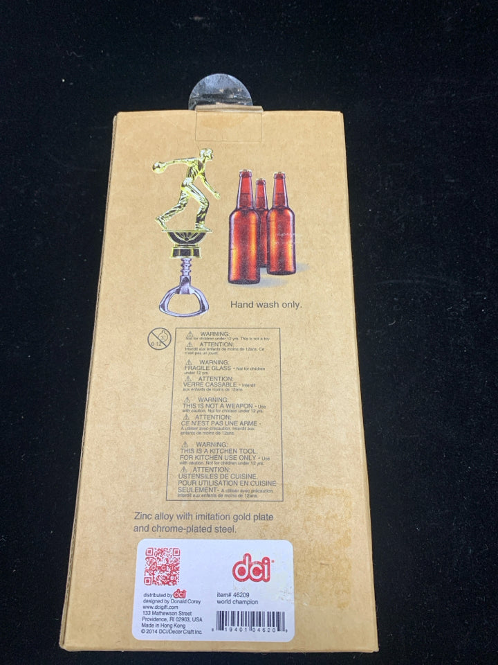 NIB WORLD CHAMPION BOTTLE OPENER.