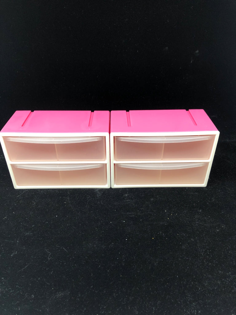 4 DRAWER PLASTIC BEAUTY ORGANIZER PINK/CLEAR.