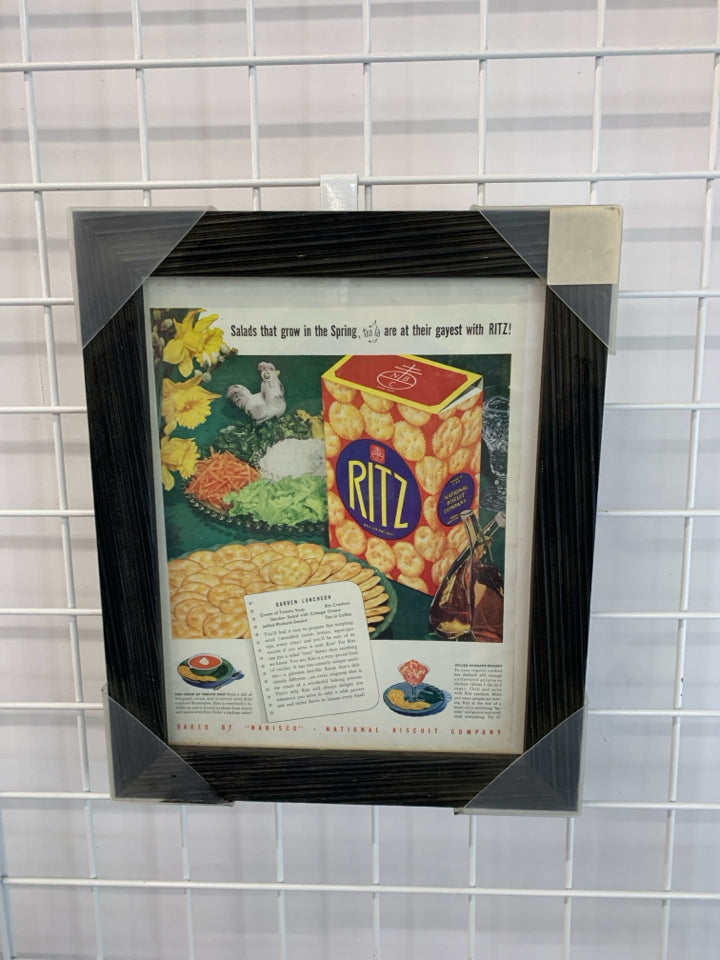 VTG RITZ CRACKER FRAMED PRINT.