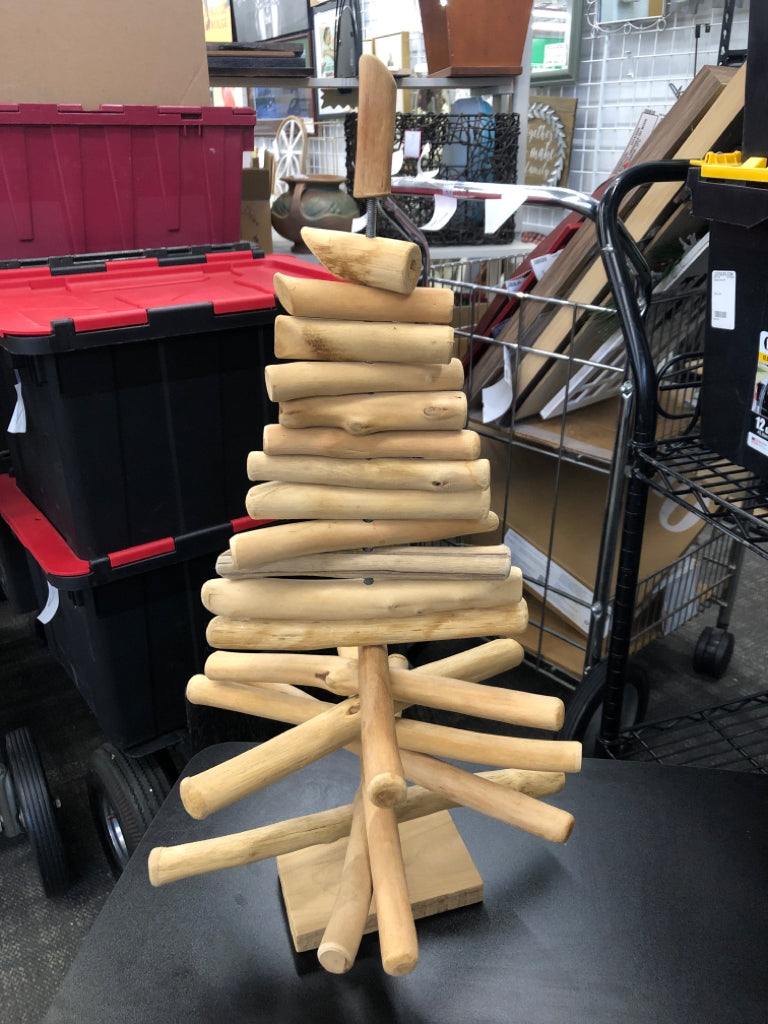 STACKED DRIFT WOOD TREE.