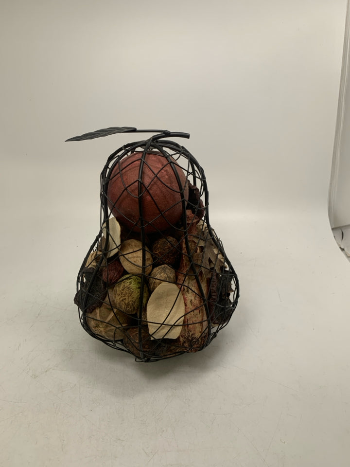 CAGE METAL PEAR W/ FILLER DECOR.