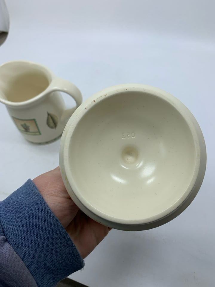 2 PC CREAMER/SUGAR BOWL GARDEN THEMED.