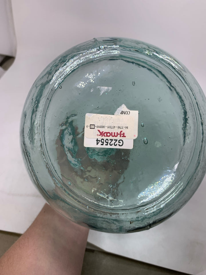 BLUE TINT GLASS HEAVY JUG.