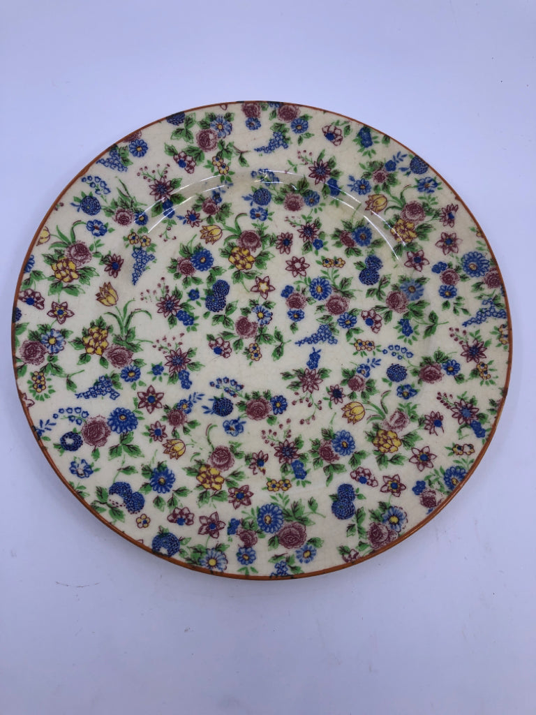 5 VTG BLUE AND PINK LUNCH PLATES- JAPAN.