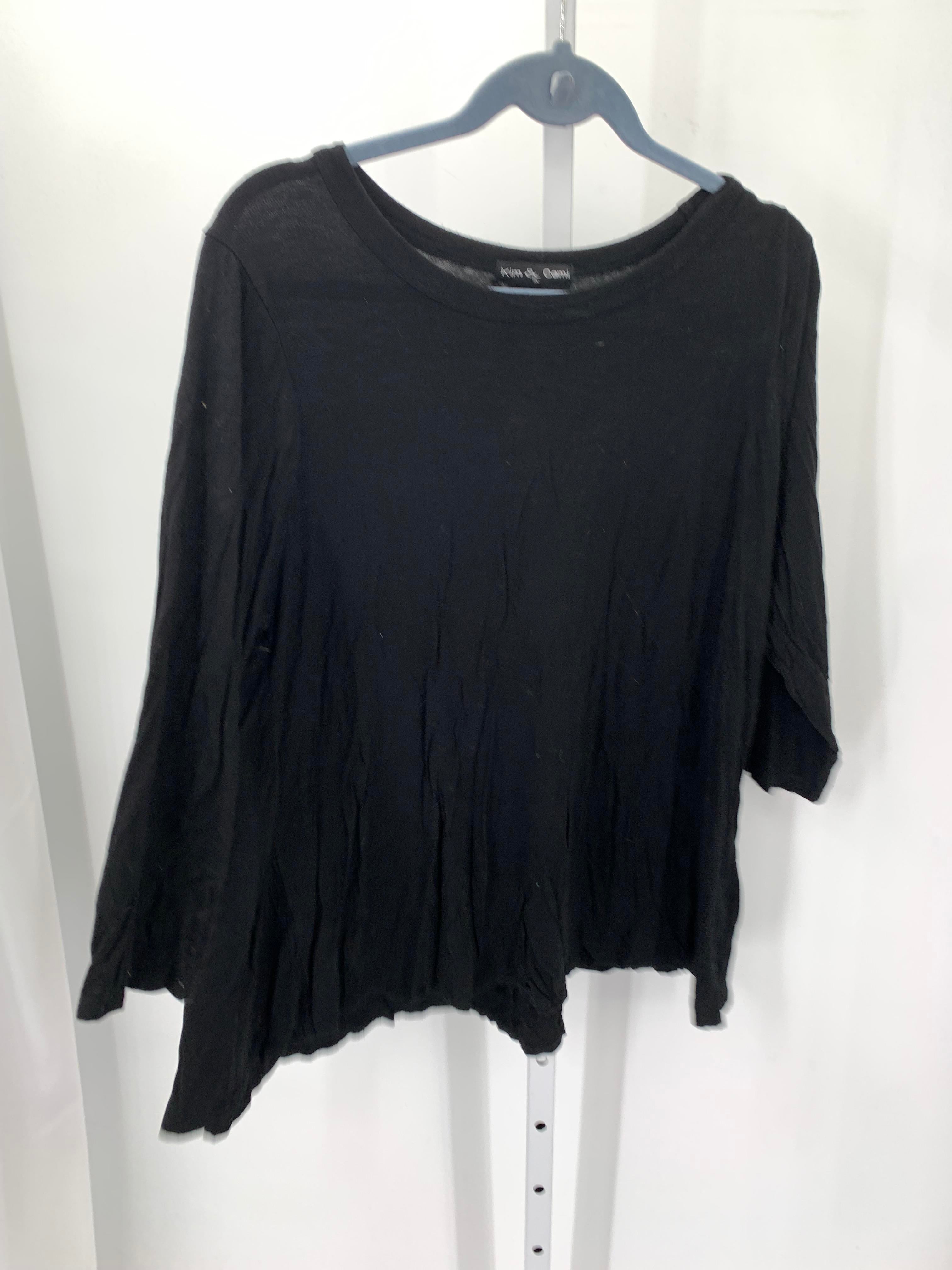Kim & Cami Size 1X Womens 3/4 Sleeve Shirt