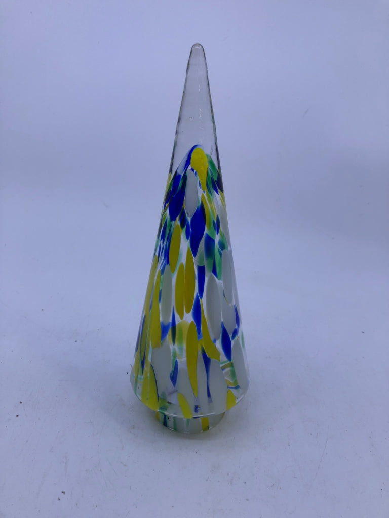 BLUE YELLOW GLASS TREE.