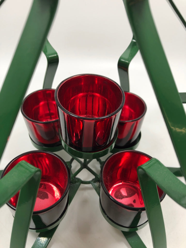 METAL CHRISTMAS TREE VOTIVE CANDLE HOLDER.