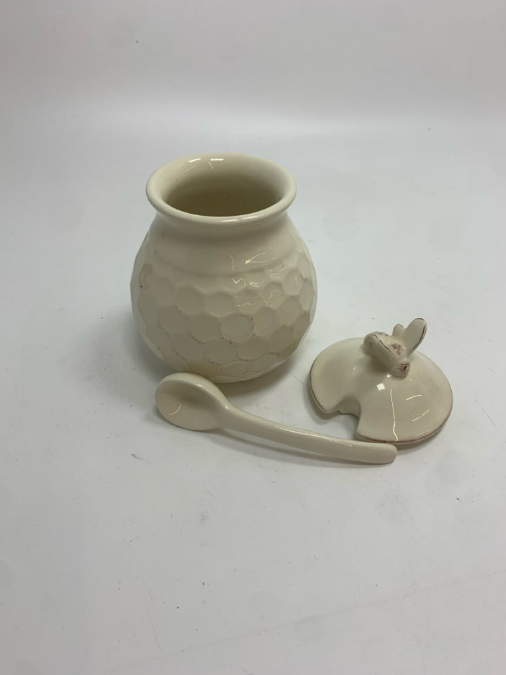 HONEYCOMB SUGAR AND CREAMER SET W/SPOON.