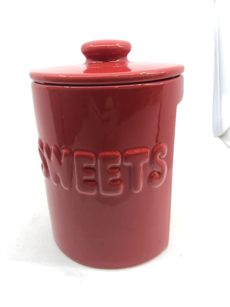 RED SWEETS CANISTER.