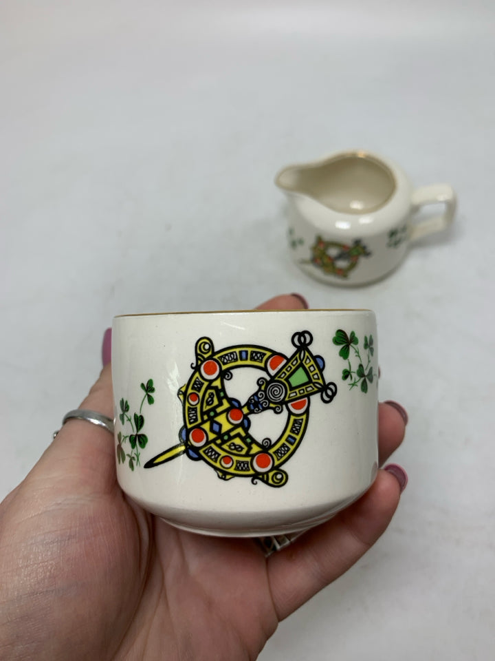 SHAMROCK/CREST SMALL SUGAR/CREAMER SET.