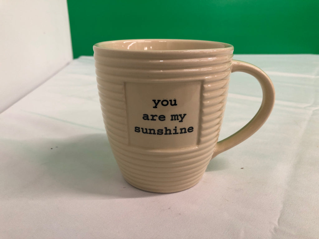 YOU ARE MY SUNSHINE CREAM RIBBED MUG.