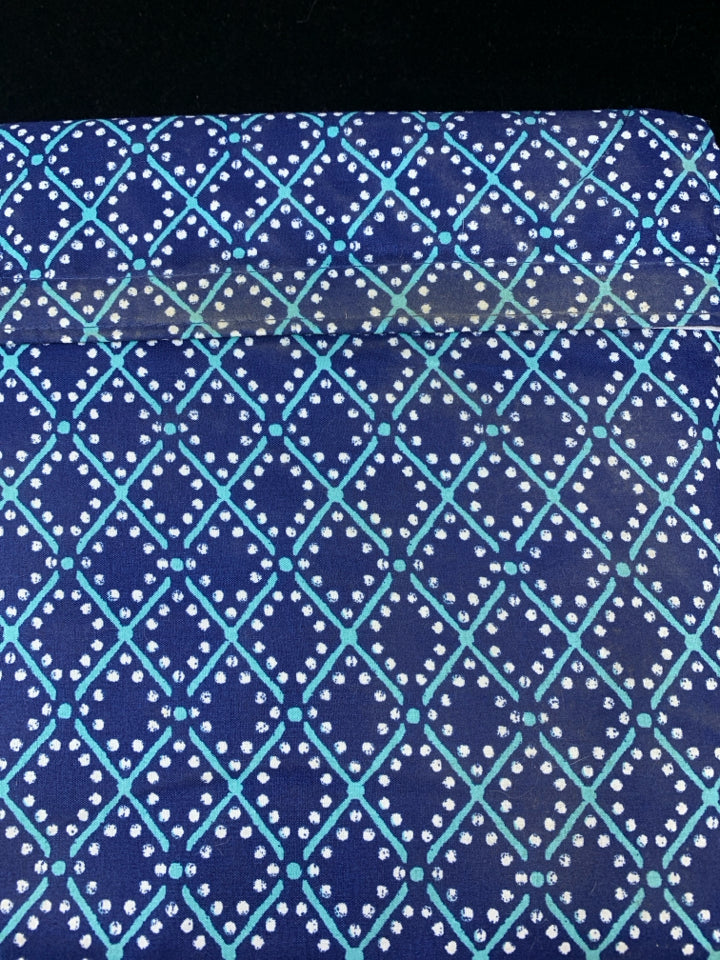 DARK BLUE W/ TEAL DIAMOND PATTERN SHEETS.