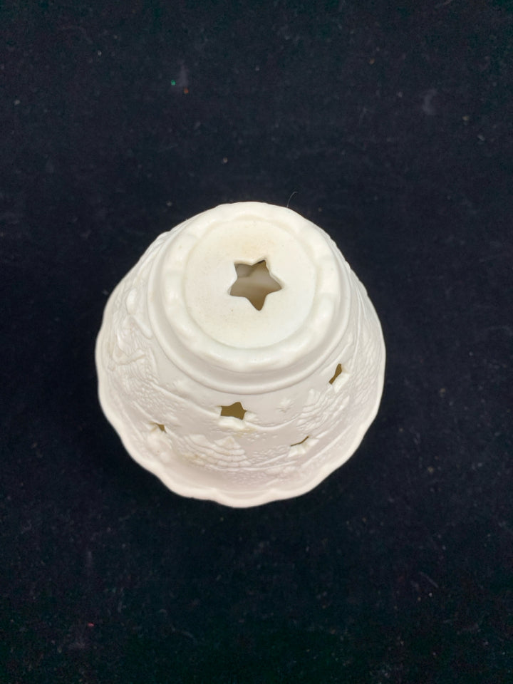 2PC IVORY EMBOSSED CHRISTMAS TREE/ANGELS.