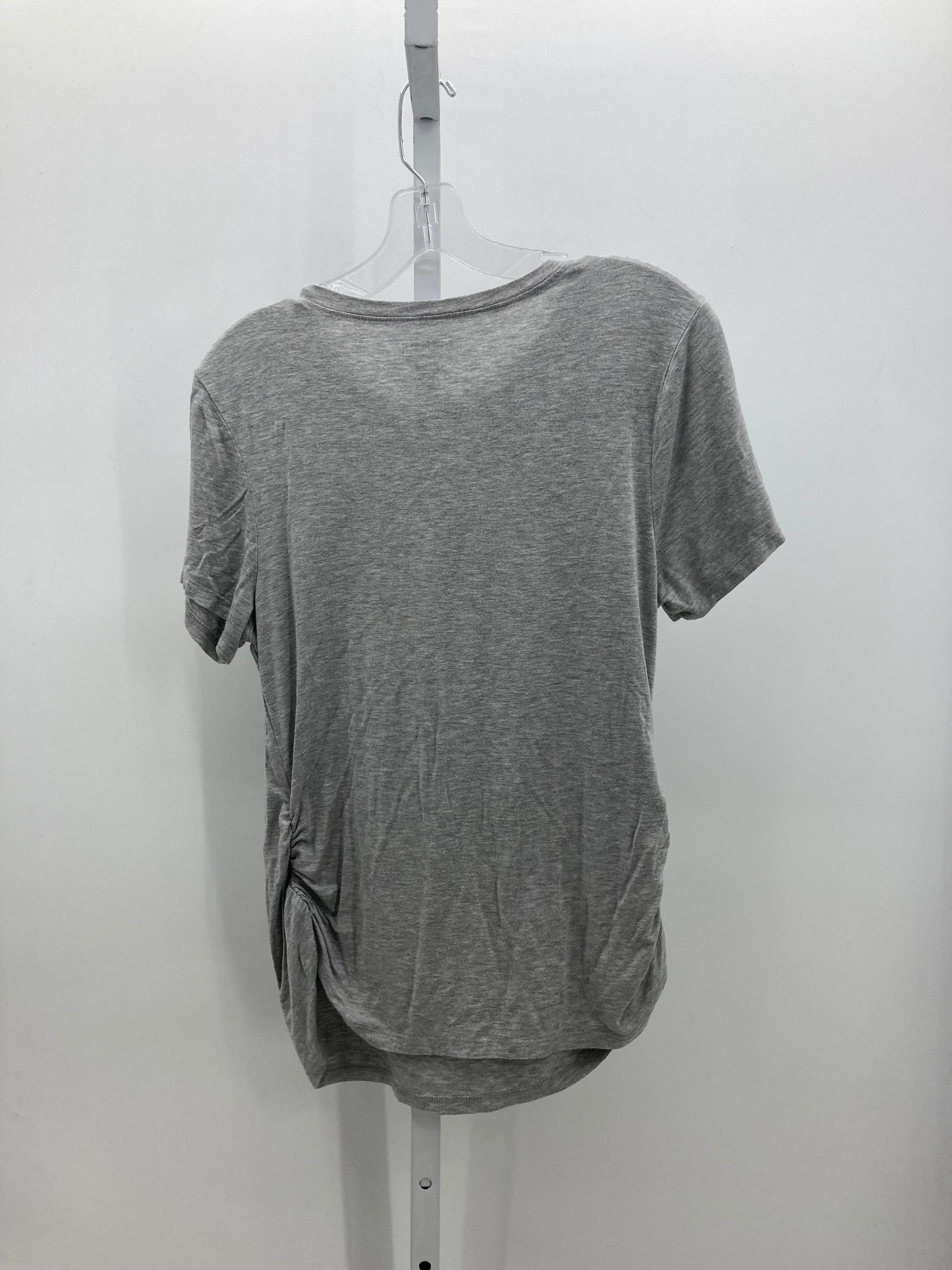 Feathers Grey Size Large Maternity Short Sleeve Shirt