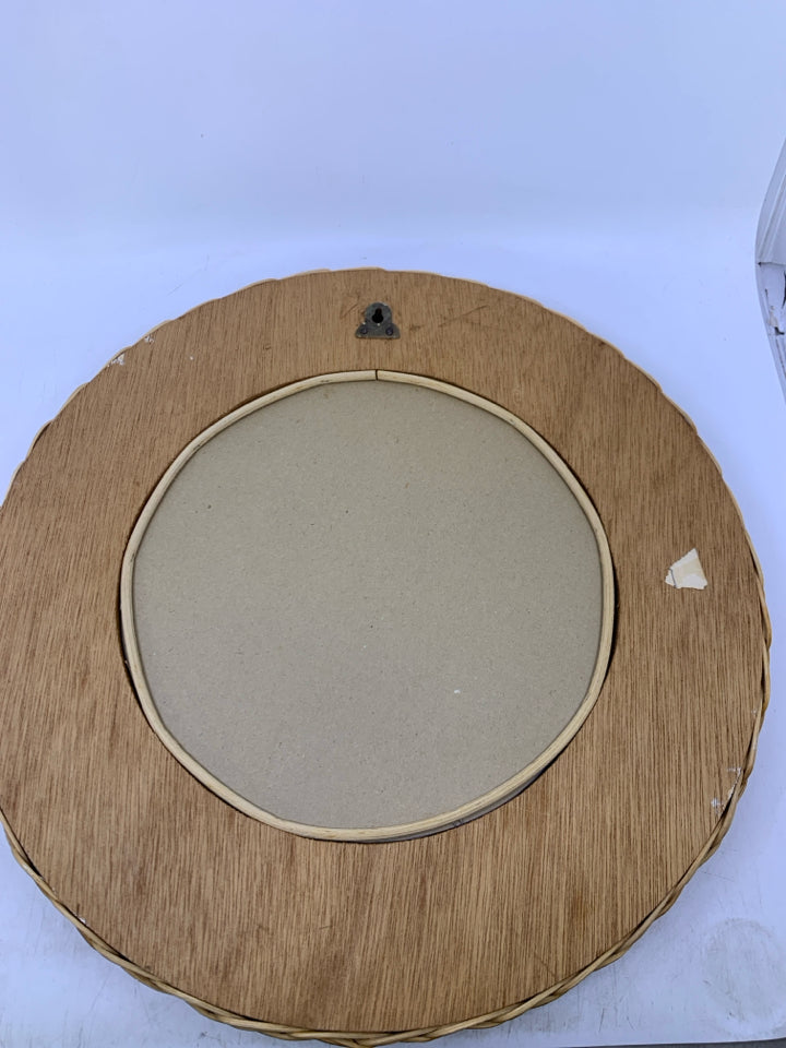CIRCLE CARMEL WICKER MIRROR.