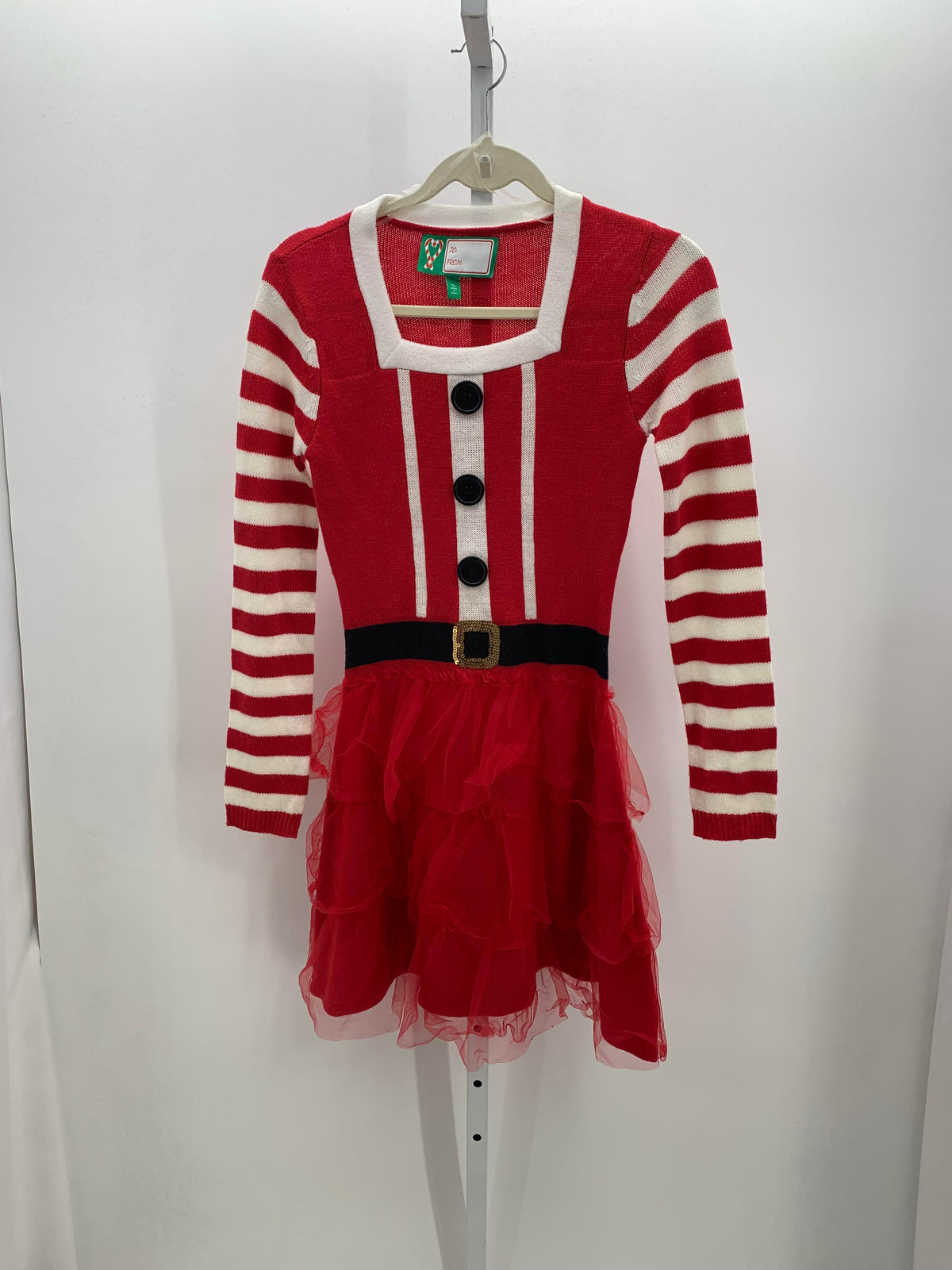 LONG SLV SWEATER DRESS WHITE STRIPES.