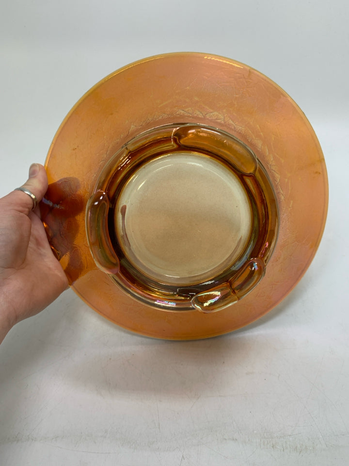 VTG MARIGOLD GLASS FOOTED SERVING BOWL.