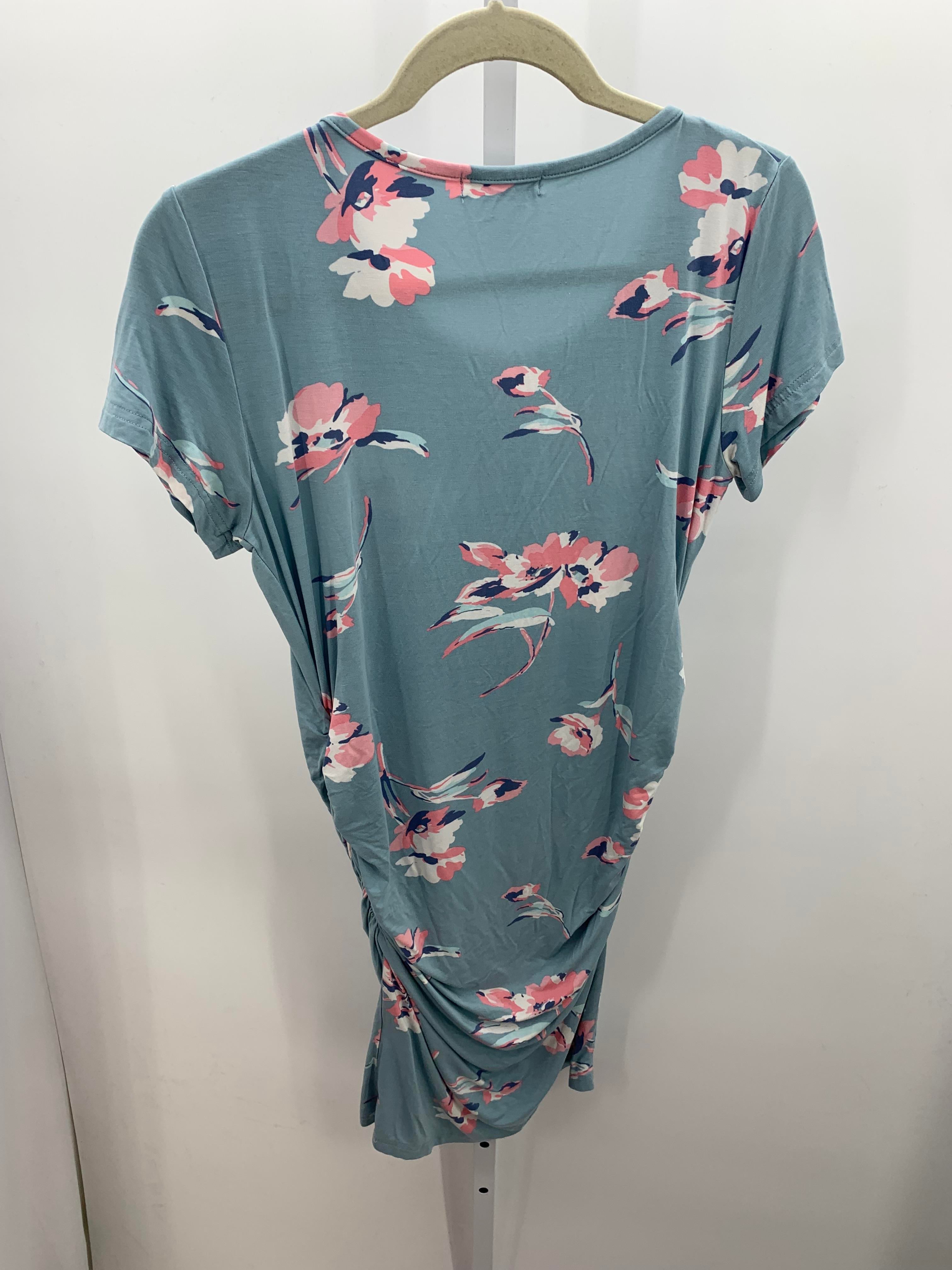 Blue Size Medium Maternity Short Sleeve Dress