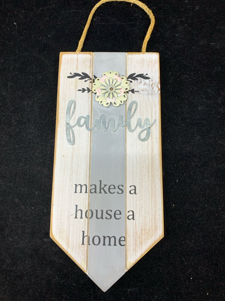 DISTRESSED WOOD "FAMILY" MAKES A HOUSE A HOME WALL HANGING.