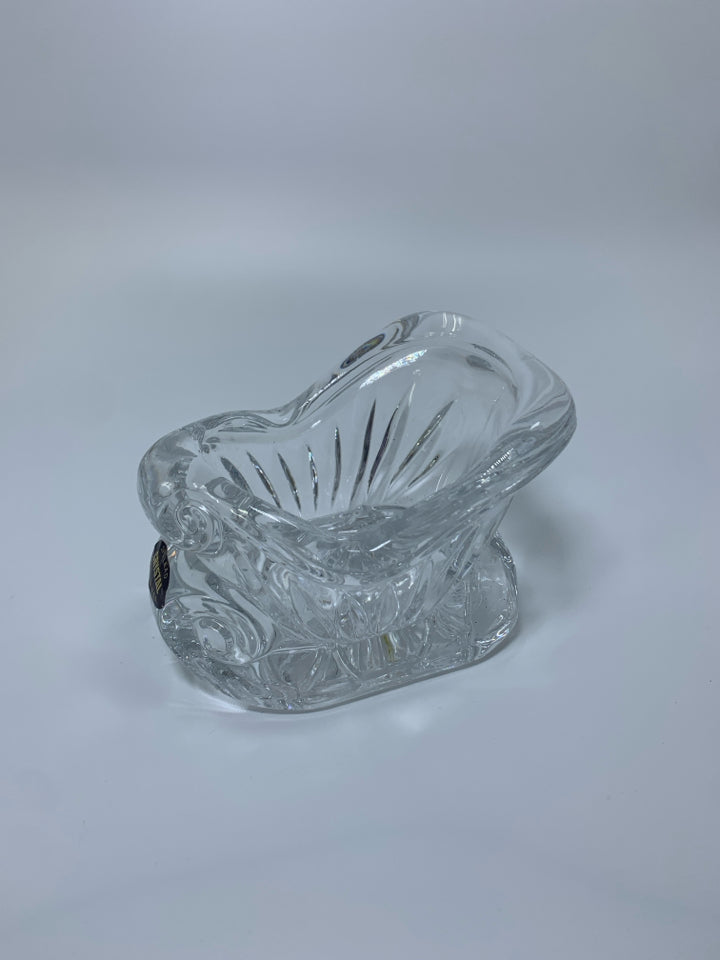 CRYSTAL SLEIGH TEA LIGHT HOLDER.