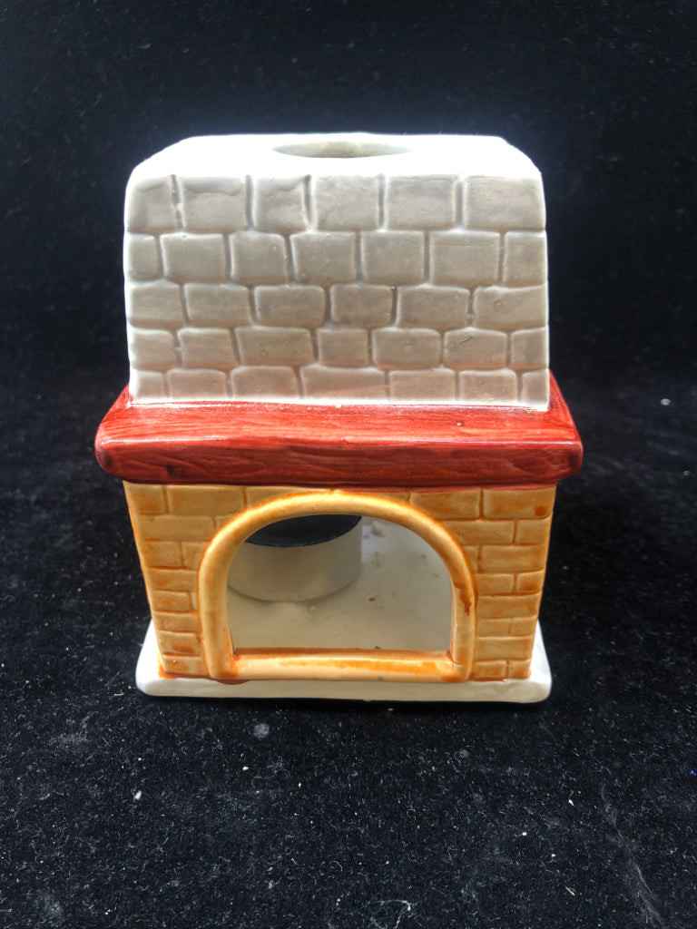 CERAMIC FIREPLACE TEA LIGHT CANDLE HOLDER.