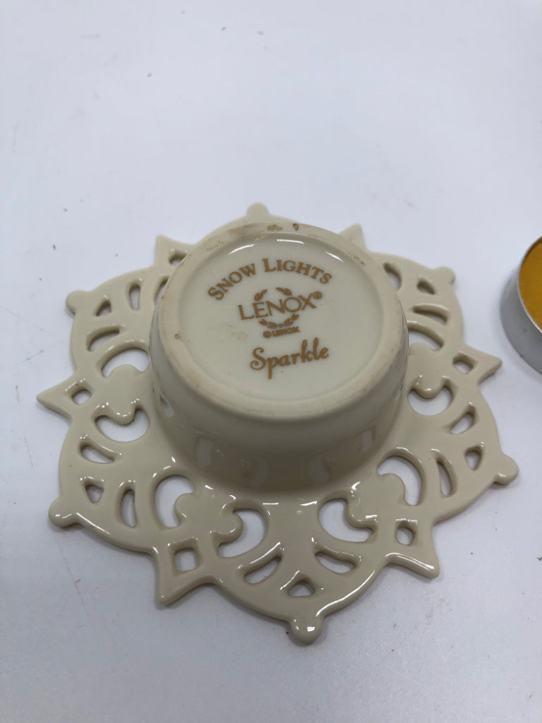 2 LENOX TEA LIGHT CANDLE HOLDERS.
