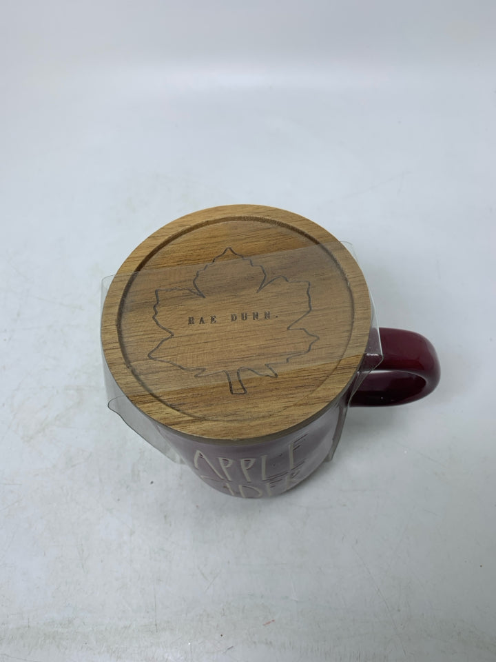 NIP BURGUNDY APPLE CIDER RAE DUNN MUG W/ LID.