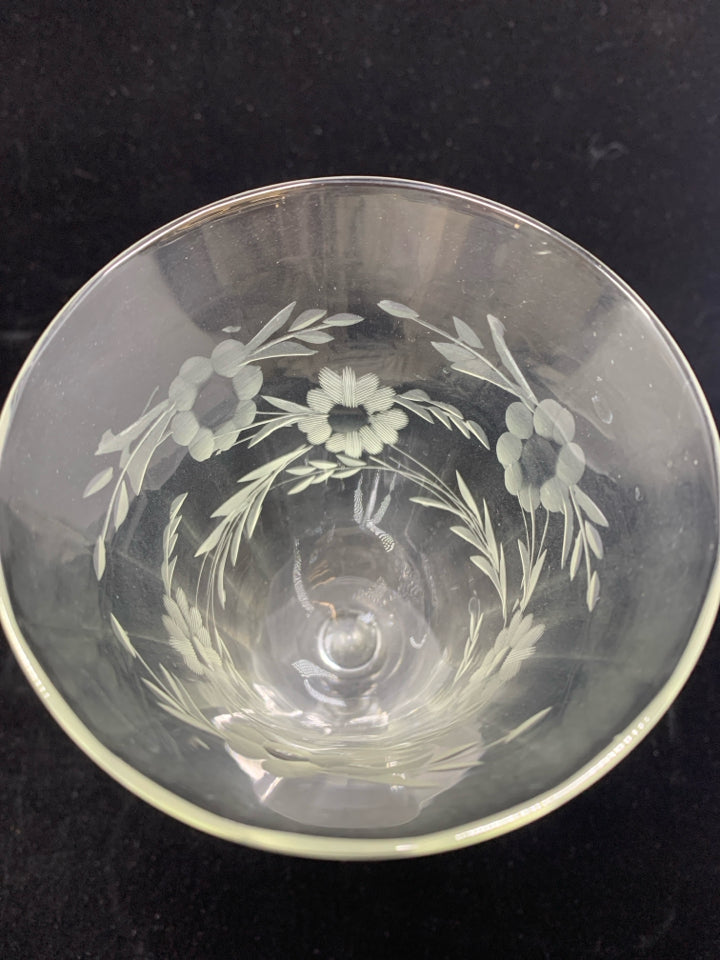 6 PRINCESS HOUSE ETCHED WINE GOBLETS.
