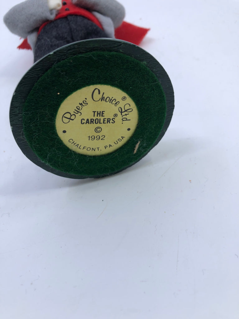 BYERS' CHOICE BOY W RED SCARF CAROLER-1992.