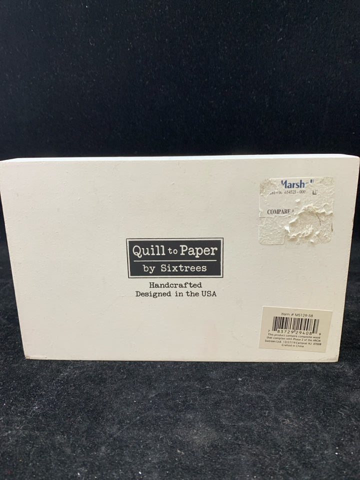 WHITE DISTRESSED FRIENDS BLOCK SIGN.