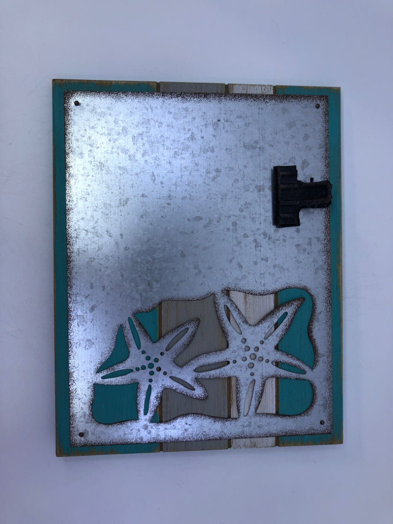 TEAL PHOTO CLIP HOLDER W METAL STARFISH.