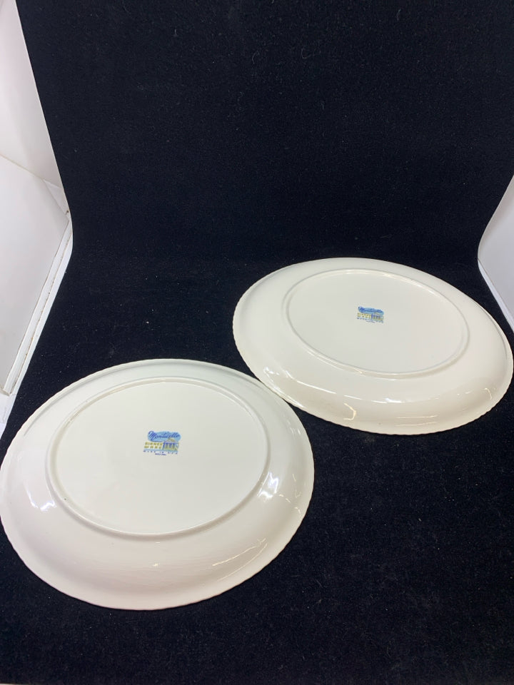 3PC CREAM W/PINK FLOWERS SERVING SET.