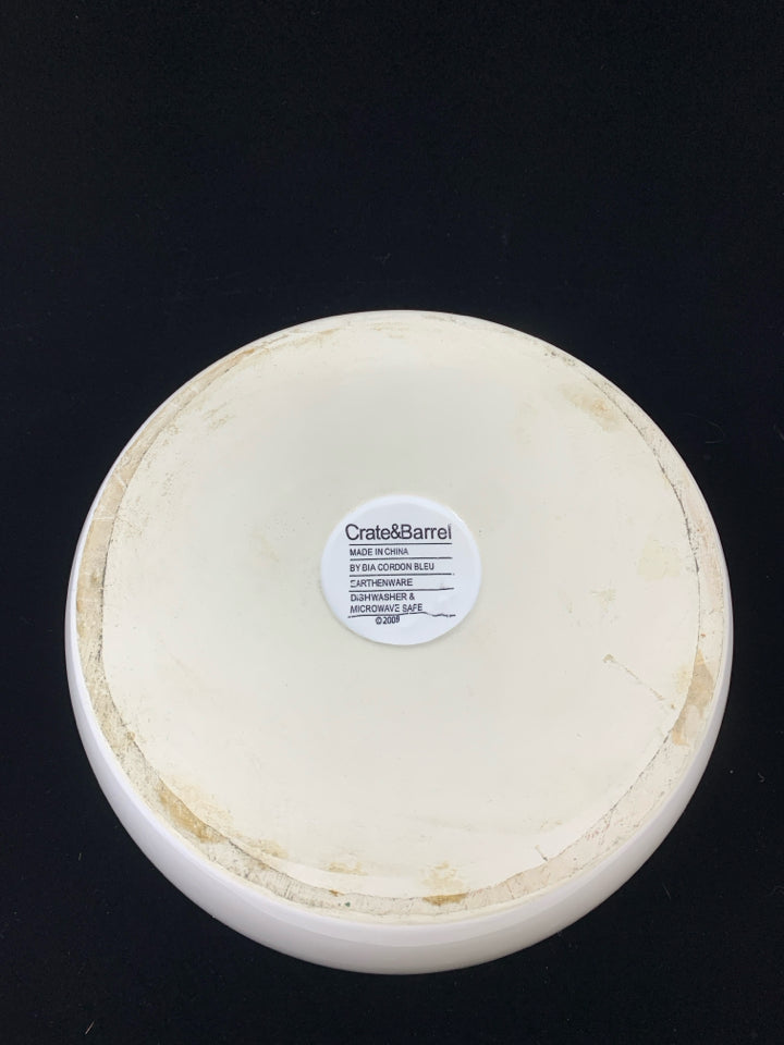 WHITE CERAMIC POPCORN BOWL.