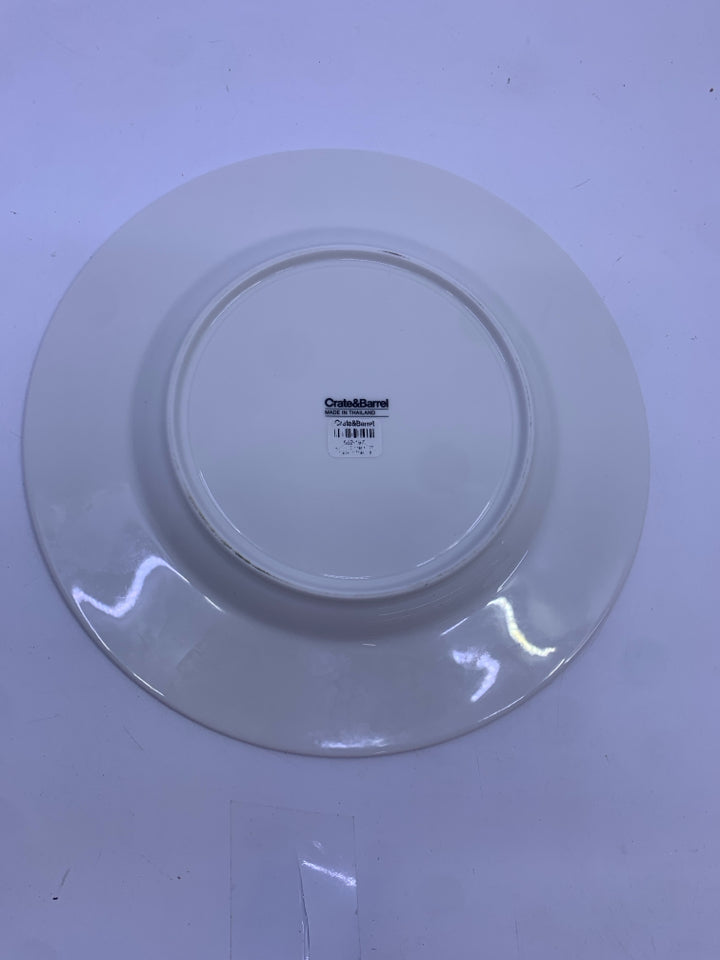 7 BURNT ORANGE CRATE AND BARREL DINNER PLATES.