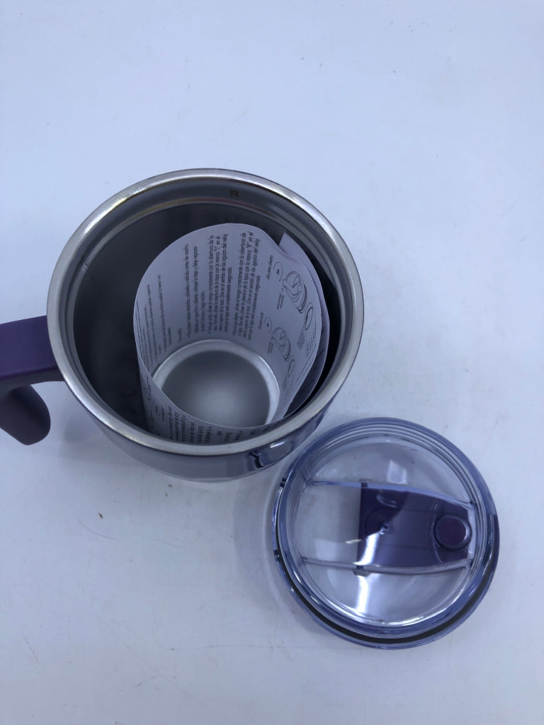 DARK PURPLE TRAVEL MUG W/ HANDLE PRIMULA.