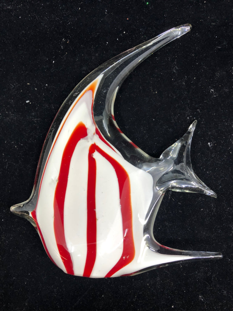 RED AND WHITE GLASS FISH.