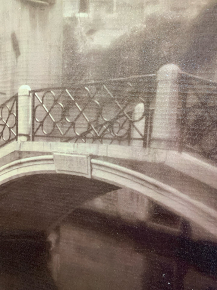 VENICE BRIDGE ON BURLAP CANVAS.