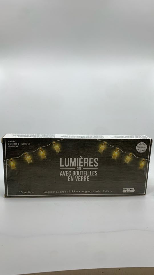 NIB LED GLASS BOTTLE STRING LIGHTS.