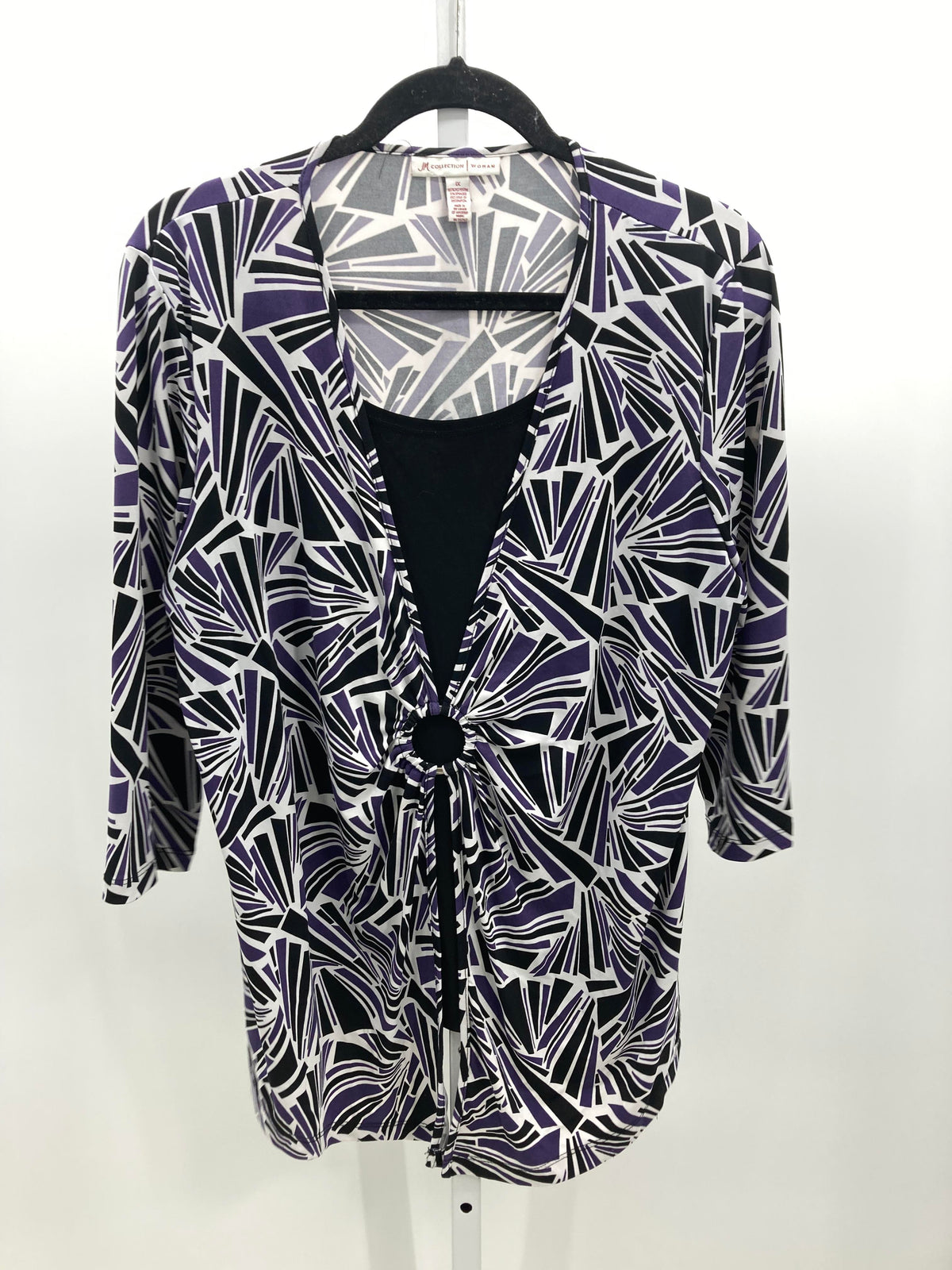JM Collection Size 1X Womens 3/4 Sleeve Shirt