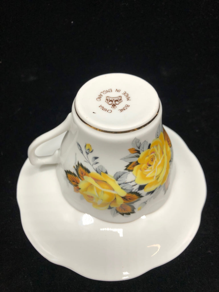 VTG YELLOW ROSE CUP/SAUCER.